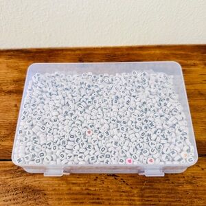 Clear Case With Round Alphabet Letter Beads & Colored Hearts Friendship